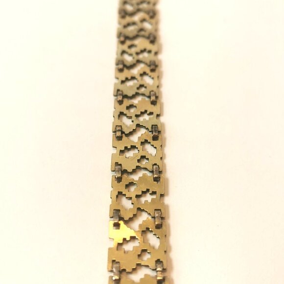 VINTAGE K&L GERMANY ROLLED GOLD Woven Modernist Bracelet Mid Century 1960s Gold - Picture 2 of 8